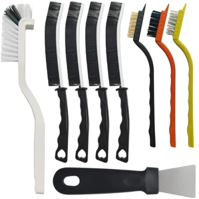 Immagine di IBOPUXIU Spazzole per Pulire, Spazzola la Pulizia delle Fessure, Multifunzionale con Setole Rigide, Bagno, Cucina, Doccia e Pavimenti in Piastrelle(9 Pezzi)