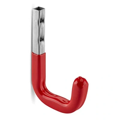 Immagine di 10 x OrgaTech Ganci da Muro 115 80 mm Rosso Capacità di Carico fino a 45 Kg con Gommino Reggimensola Supporto per Attrezzi Gancio Montaggio Multiuso