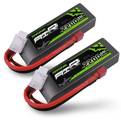 Immagine di OVONIC Batteria Lipo da 3 s, 2200 mAh, 50 C, 11,1 V, con spina Deanss, per auto, barca, camion, aereo, elicottero, multi motore, hobby, parti fai te (2 confezioni)