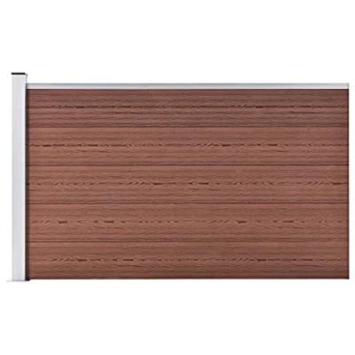 Immagine di vidaXL Pannello Recinzione per Esterni con Pali Robusto Elegante Barriera da Giardino Recinto Intimità Sicurezza in WPC 175x105 cm Marrone