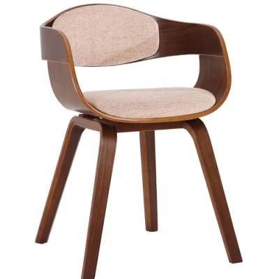 Immagine di CLP Sedia Visitatore Kingston In Tessuto I Rétro Con Braccioli Imbottita Pranzo Legno, Colore:noce/crema