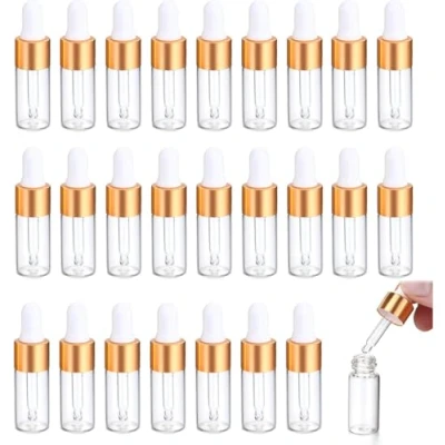Immagine di Mini Flacone con Contagocce in vetro da 25 Confezioni Pipetta Trasparente 3 ml Contenitore per olio Essenziale adatto Campioni di Profumo