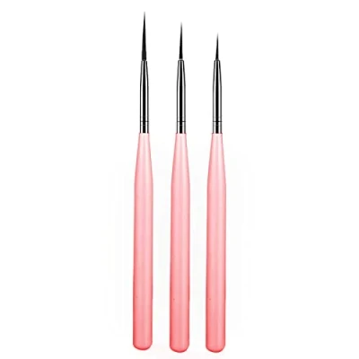 Immagine di luoshaPUCY 3 Pezzi Pennelli per Unghie, Nail Art, pennello Sottile Art Set Disegnare Linee Fini Attrezzo(Rosa)