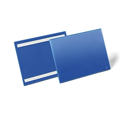 Immagine di Durable 179807 Busta con Bande Adesive, 311 x 225 1.7 mm (L H P), Confezione da 50 Pezzi, Blu