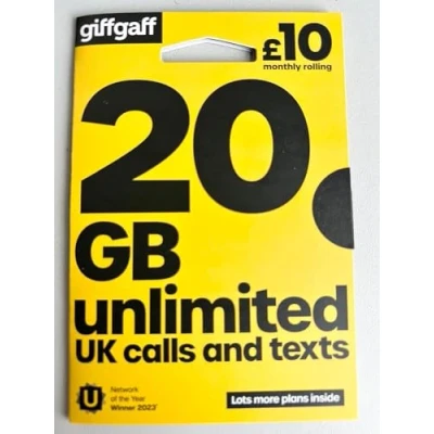 Immagine di Giffgaff Scheda SIM pre pagata da £10