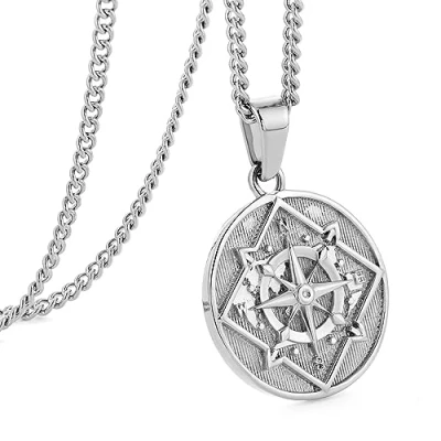 Immagine di murtoo collana da uomo, con ciondolo a bussola per argento e oro, piastrine uomo donna, in Acciaio inox, regalo 60 cm, inossidabile