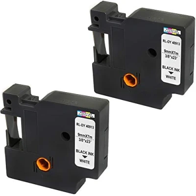 Immagine di PRESTIGE CARTRIDGE 2x Nastro per Etichette compatibile DYMO D1 40913 S0720680 Nero su Bianco 9mm x 7m LabelManager 160 210D 220P 260P 280 360D 420P 500TS PnP LabelWriter 450 Duo