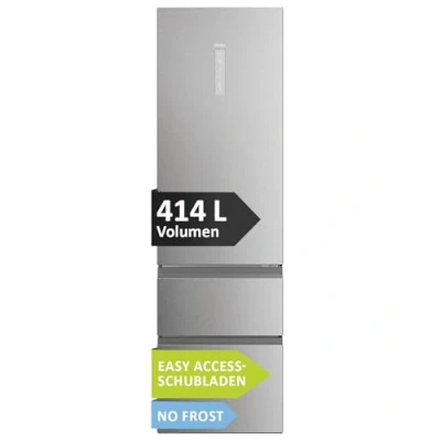 Immagine di Haier HTW5620DNMG Frigorifero combinato 3D 60 Serie 5, Libera installazione, 3 porte, No Frost, Luce Led, Inox, L x P A (mm) 595x667x2050, Classe D