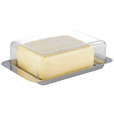 Immagine di APS Fridge Butter Dish piatto per il burro in acciaio inossidabile di alta qualità Made Germany resistente e antiruggine 16 x 9,5 5,5cm, non lavabile lavastoviglie