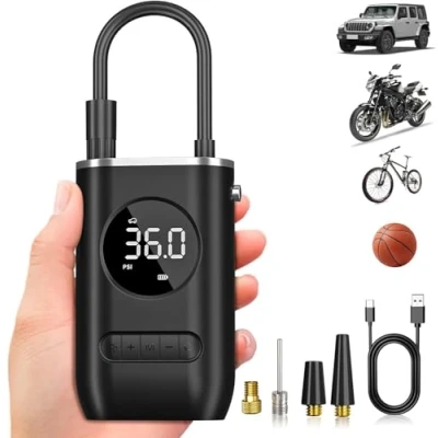 Immagine di WYRIAZA Compressore Aria Portatile, 10000mAh 150PSI 4X Più Veloce Auto, con Schermo LCD Digitale e Torcia Led, 4 Modalità Portatile per Moto, Bicicletta, Pallacanestro