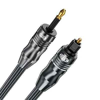 Immagine di EMK Cavo ottico Audio Digitale TOSLink a Mini Maschio Perfetto per da 3.5mm (Mini Toslink) come iMac, TV e Notebook Nero/1M