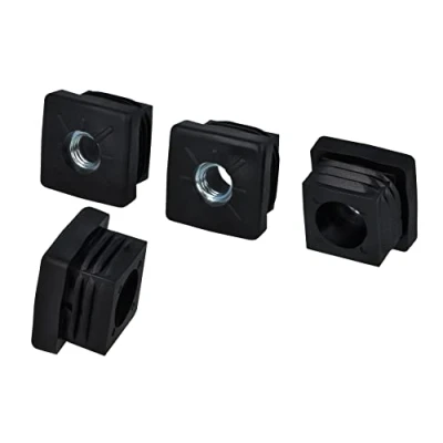 Immagine di GleitGut 4 tappi filettati per tubo quadrato M8 e M10, quadrati, in plastica nera (30 x 30 mm, M10)
