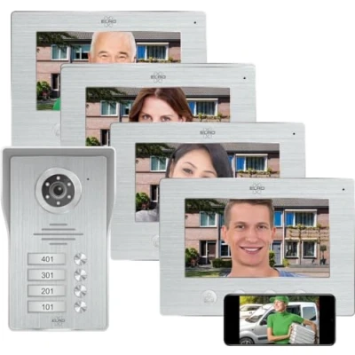 Immagine di ELRO Videocitofono DV4000IP4 per 4 appartamenti WLAN, telecamera full HD, audio bidirezionale e app