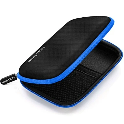 Immagine di deleyCON Borsa del Disco Rigido Custodia HDD Per Dischi Rigidi da 2,5&quot; Pollici e SSD Robusto Antiurto 2 Scomparti Interni con Tasche a Rete Blu