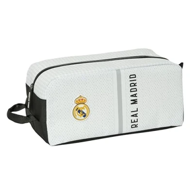 Immagine di Safta Real Madrid 1ª EQUIPAZIONE 24/25 Scarpiera media, multiuso, portatodo, sport, extrascolari, calcio, comodo e versatile, 34 x 18 15 cm, colore: bianco/grigio, Estándar, Casual