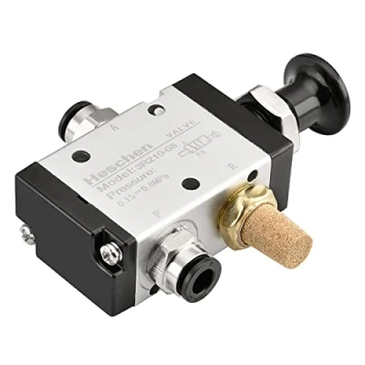 Immagine di Heschen Valvola pneumatica, 3R210 08, 3 vie 2 posizioni, porta PT1/4, controllo manuale con raccordi e silenziatore