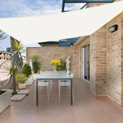 Immagine di HENG FENG Tenda a Vela Impermeabile Rettangolare Quadrata 4X4m Ombreggiante Parasole Protezione Raggi UV per Esterno Giardino terrazza Colore Beige