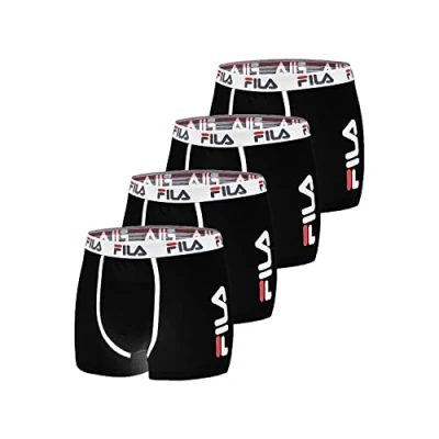 Immagine di FILA Boxer Uomo Cotone, Mutande Stretch, Maglia Ventilata, Set di 4, Nero, Taglie S