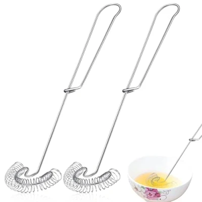 Immagine di Frusta,2 Pz Frusta A Spirale in Acciaio Inox,Frusta Inossidabile,Frusta Mano Piccola Manuale Miscelatore,Frusta Cucina per la Miscelazione,l&#039;agitazione e Il Battito