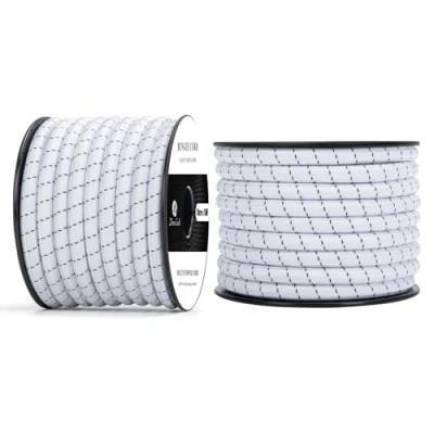 Immagine di Abma Cord Corda Elastica 10mm 10M di Gomma Cavo Elastico Marino per Teloni, Tende e Bagagli Nero&amp;Bianca