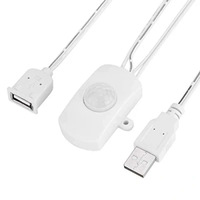 Immagine di Yunir Mini sensore di movimento a infrarossi LED, interruttore automatico 4A DC 5 24V rilevatore PIR da 120 gradi con interfaccia LED/USB(bianca)