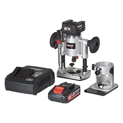 Immagine di Trend Kit fresa senza spazzole T18S 18 V 8 mm (1 batteria da 4 Ah e caricatore rapido), T18S/R14K1/E