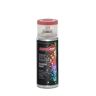 Immagine di Ambro Sol V400DIAM6 Smalto / Vernice Finiture Speciali Diamantati, Metallizzato a Base di Glitters Perlescenti, Bomboletta Spray in Banda Stagnata Riciclabile 400 ml, Rosso