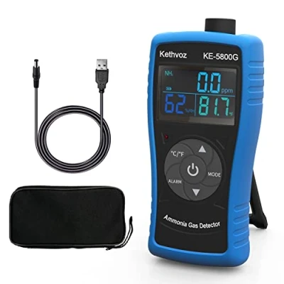 Immagine di Kethvoz Rilevatore di gas ammoniaca, misuratore monitoraggio della qualità dell&#039;aria 5800G con tester umidità temperatura misura 0 100 PPM Nh3 per la fabbrica allevamenti