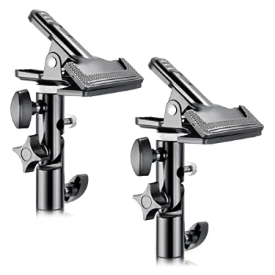 Immagine di Neewer 2 PCS Supporto per Morsetto in Metallo Resistente Studio Fotografico con Attacco Luce da 5/8&quot; Riflettore