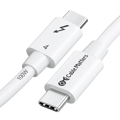 Immagine di Cable Matters [Certificato Intel] Cavo Thunderbolt 4 da 40 Gbps con video 8K e ricarica 240 W 0,8 m Bianco Retrocompatibile 3, USB4, USB C