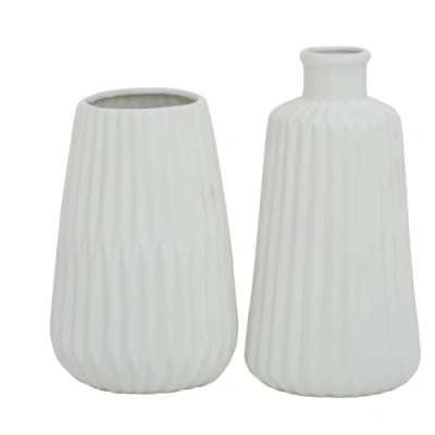 Immagine di Boltze Set di vasi Esko, 2 pezzi (bianco opaco, fiori in ceramica, diametro circa 8,5 cm, decorazione per interni, senza fiori, stile scandinavo) 5549600