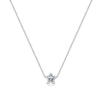 Immagine di Amberta Collana con Ciondolo Solitario da Donna in Argento Sterling 925 Zircone Cubico: Punto Luce a Stella