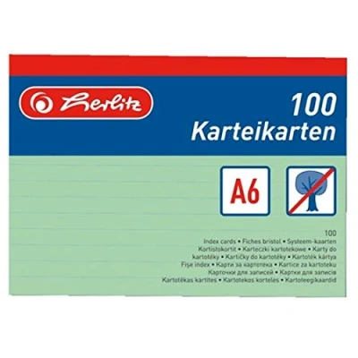 Immagine di Herlitz Schede per appunti, 100 pezzi, Formato A6, verde