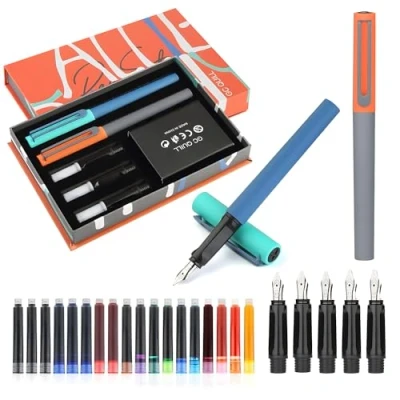 Immagine di GC QUILL set di penne stilografiche per calligrafia 5 pennini diversi e 18 cartucce d&#039;inchiostro, principianti MU 20