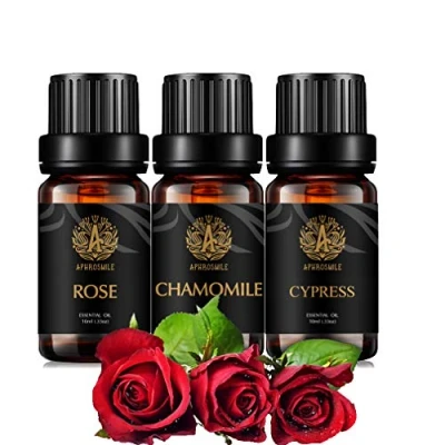 Immagine di Aromaterapia Camomilla Olio Essenziale Set per diffusore, 3X10ml 100% Pure Rose Essential Kit umidificatore camomilla, rosa, cipresso Set, Cypress Oli