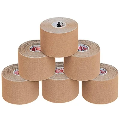 Immagine di ALPIDEX Nastro Kinesiologico Tanti Colori 1/3/ 6/12 Rotoli 5 m x 5,0 cm E Book Esempi Applicazione Tape Muscolare Cerotto, Colore:colore della pelle, Quantità:6 rotolo