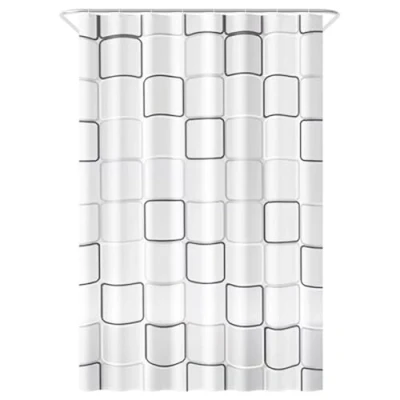 Immagine di Loti Living Tenda Doccia 120 x 200 cm Resistente alla Muffa e all&#039;Acqua Tessuto in Poliestere Con Bordo Ponderato Vasca da Bagno Ganci Inclusi Cube