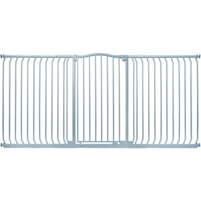 Immagine di Safetots Cancelletto di Sicurezza Extra Alto con Parte Superiore Incurvata, 197cm 206cm, Grigio Opaco, 100cm Altezza, Montaggio a Pressione per Scale, Barriera