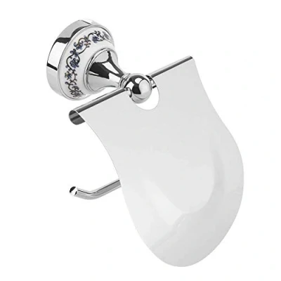 Immagine di Classico bagno portarotolo con deflettore impermeabile a parete blu e bianco porcellana modello Silver