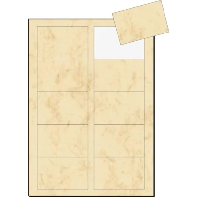 Immagine di SIGEL DP744 Biglietti da visita, 3C, con taglio netto tutt&#039;intorno, marmorizzata beige, 85x55 mm (A4), 225 g, 100 pz.=10 fg