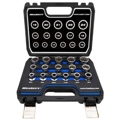 Immagine di Haskyy Set di 16 pezzi, XZN Torx chiavi a bussola 12 punte, 8 24 mm, per esterni