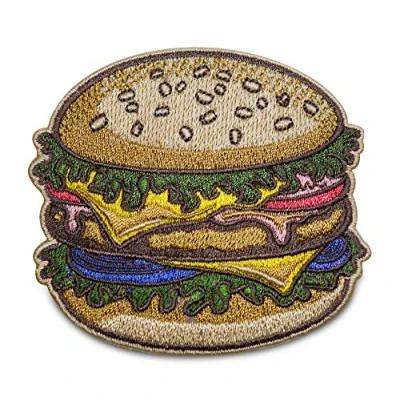 Immagine di Finally Home Toppa termoadesiva con motivo hamburger Pommes Burger Patches, toppe termoadesive