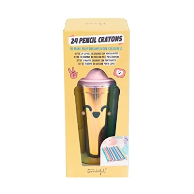 Immagine di Mr. Wonderful Set of 24 coloured crayons with pot Milkshake