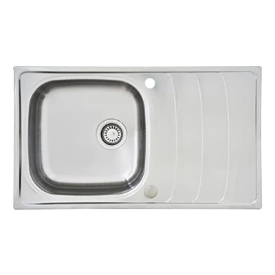 Immagine di Respekta Miami Lavello in acciaio Inox/Lavello ad Incasso con 1 Vasca da 86 x 50 cm/Lavello inox adatto per basi sottolavello a partire cm di larghezza