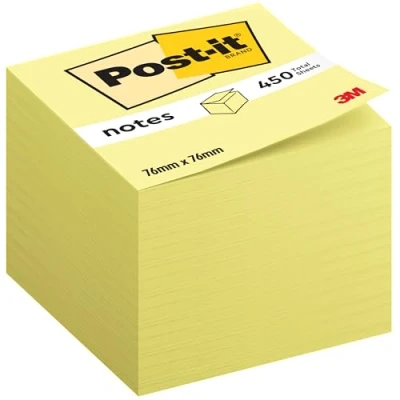 Immagine di Post it Cubo di Foglietti Adesivi Canary Yellow, Confezione da 1 blocchetto, 450 Fogli, 76 mm x mm, Colori Rosa, Giallo, Arancione, Verde per Appunti, Elenchi &amp; Promemoria