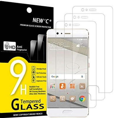 Immagine di NEW&#039;C 3 Pezzi, Vetro Temperato per Huawei P10, Pellicola Prottetiva Anti Graffio, Impronte, Senza Bolle, Durezza 9H, 0,33mm Ultra Trasparente, Resistente