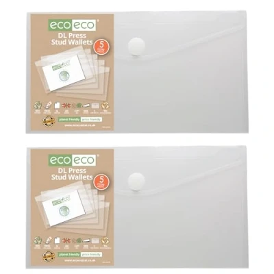 Immagine di eco Cartelline trasparenti con bottone a pressione, formato DL, 95% riciclate, confezione da 10, eco156 x 2