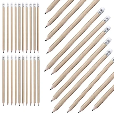 Immagine di noTrash2003 100 matite color legno naturale con gomma, HB, pre appuntite, lunghezza 19 cm, confezione risparmio sostenibile