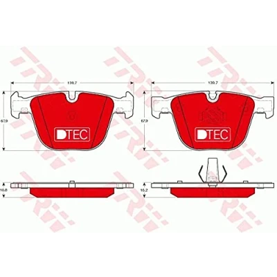 Immagine di TRW DTEC COTEC GDB1892DTE Kit pastiglie freno Non predisposto per contatto segnalazione usura BMW: X5, X6