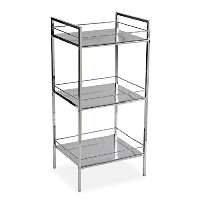 Immagine di VERSA Hannover Mobile Bagno, Mobiletto Bagno Salvaspazio, Mobiletti, Scaffale portaoggetti con 3 Ripiani, Misure (A x L l) 84 31 19 cm, Acciaio, Colore Argento
